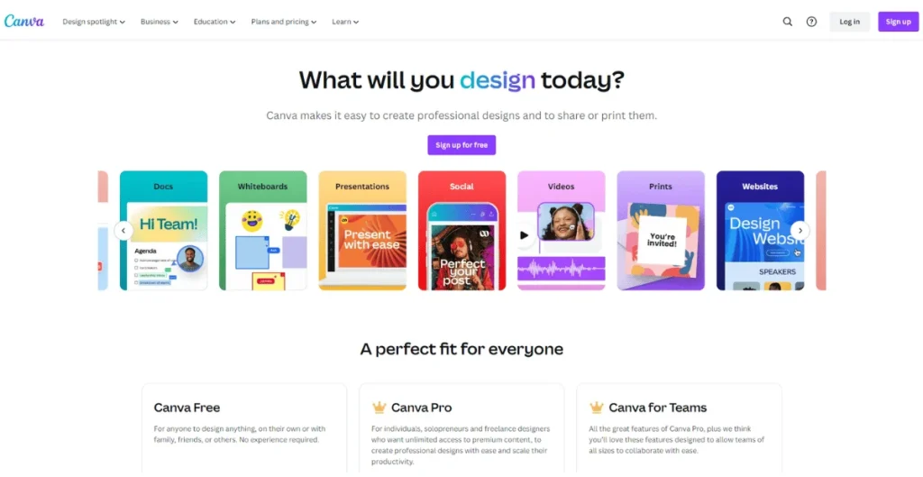 Canva Homepage