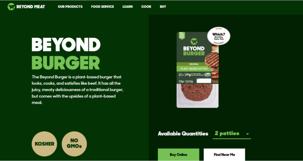 Beyond Meat Homepage