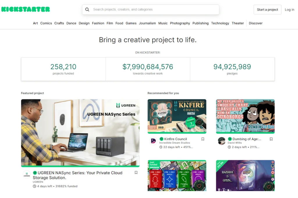 Kickstarter Homepage