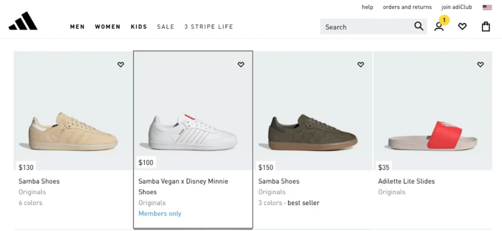 Adidas members only shopping.