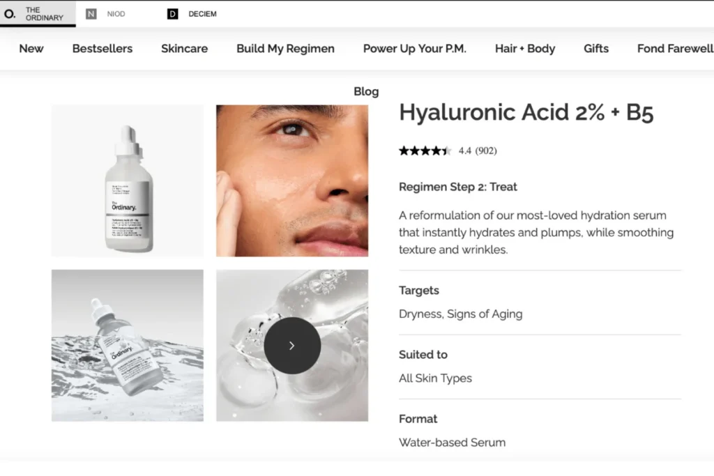 The Ordinary shop homepage.