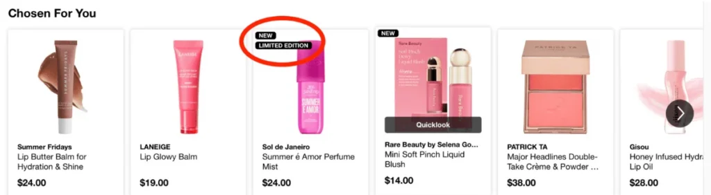 Sephora's make-up selection