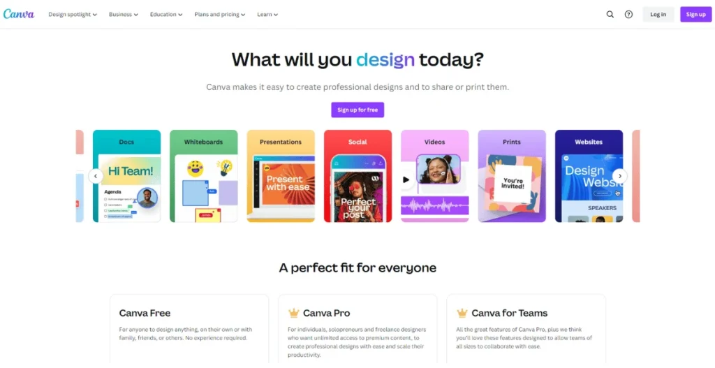 Canva Homepage